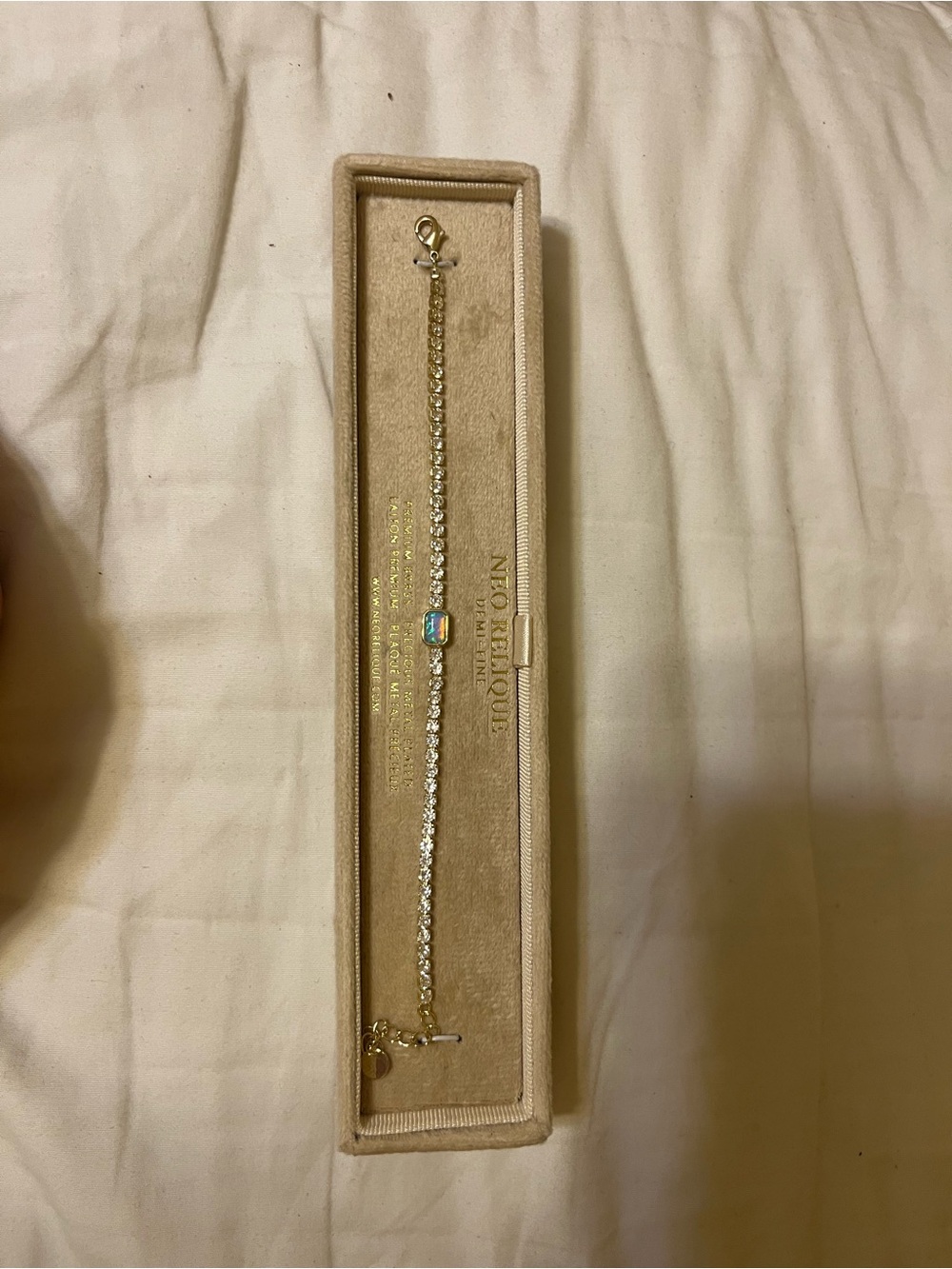 Gold Chain Bracelet with Opal Accent by Unknown Brand